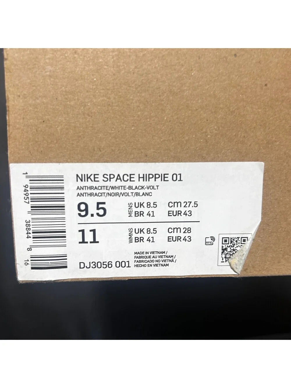 Nike Space Hippie 01 Anthracite Black Volt Men's 9.5 With Box